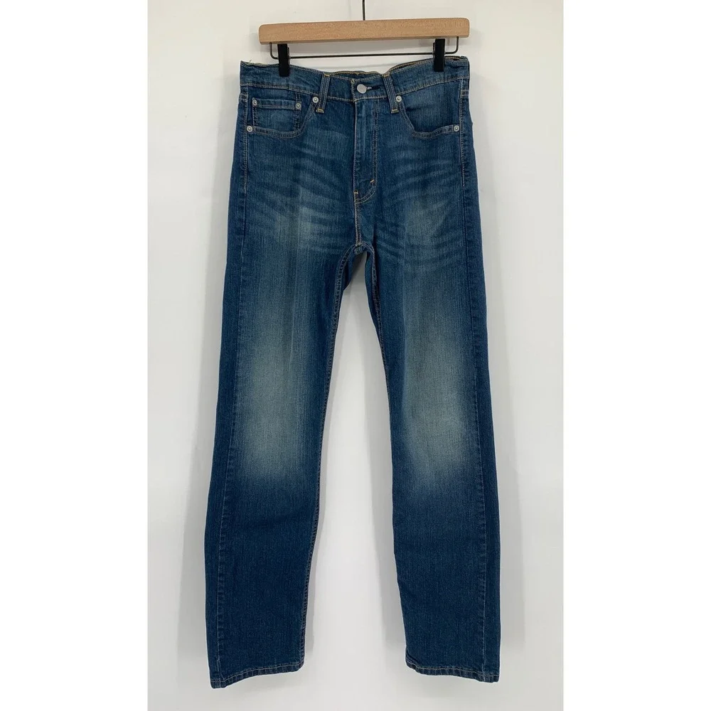 Levis 505 Jeans Mens 32x34 Blue Dark Wash Straight Leg Regular Fit Denim
